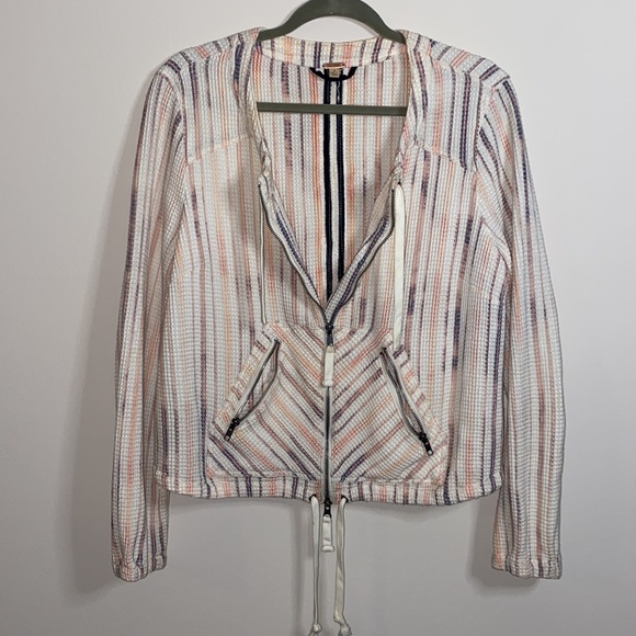 Free People Waffle Knit Zip Cropped Jacket - Picture 2 of 8